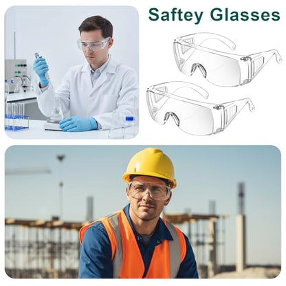 Kifmurase 20Pcs Bulk Clear Safety Glasses, Over Eyeglasses, Lightweight Protective Eyewear, Safety Goggles Eye Protection, Certified Wrap-Around Eye Protection for Lab, Construction, Nurses,