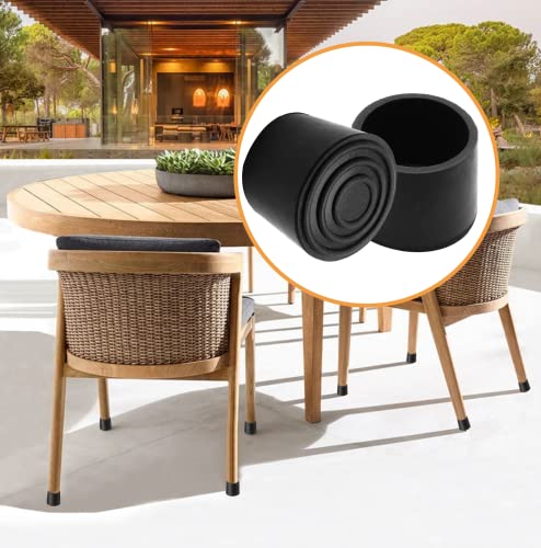 Piutouyar Round PVC Rubber Furniture Covers, 32mm / 1-1/4 Inches Table Chair Leg Tip Protectors, Non-Slip End Cap for Protect Surfaces, Black (16Pcs) - size: 1.26"