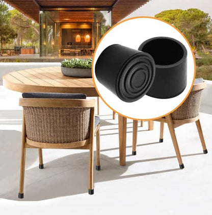 Piutouyar Round PVC Rubber Furniture Covers, 32mm / 1-1/4 Inches Table Chair Leg Tip Protectors, Non-Slip End Cap for Protect Surfaces, Black (16Pcs) - size: 1.26"