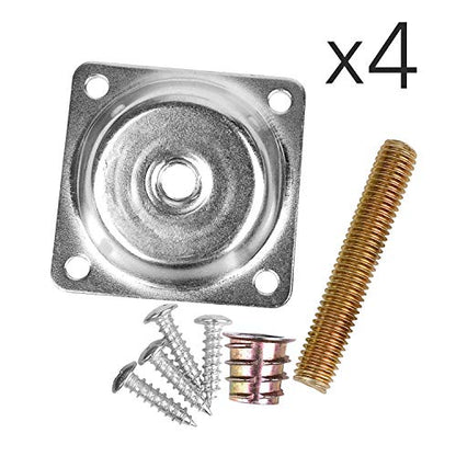 14 Degree Angled Leg Mounting Plates Furniture Table Leg Attachment Plates Brackets T-Plate M8 Sofa Legs with Hanger Bolts,Converters, Screws,Full Set of 4 - color: Furniture Leg Mounting Plates 14 Degree