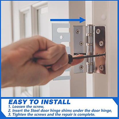Ferraycle Door Hinge Shims Bulk 16 Gauge Stainless Steel Hinge Spacer with Coated Finish 4-1/2" x 1-5/8" Metal Door Hole Filler Plates for Repair Kit(40 Pack)