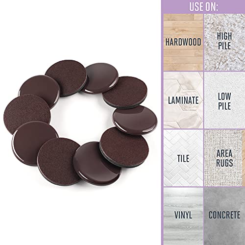 Super Sliders 3 1/2" Reusable Furniture Movers Sliders for Carpet and Hardwood, Brown (8 Pack) - color: Brown, size: 8 Pack