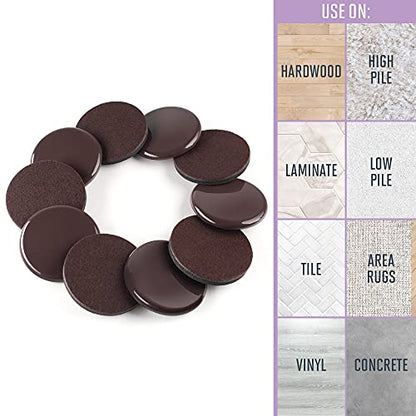 Super Sliders 3 1/2" Reusable Furniture Movers Sliders for Carpet and Hardwood, Brown (8 Pack) - color: Brown, size: 8 Pack
