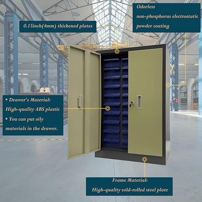 Parts Cabinet Screw Hardware Spare Parts Storage Organizer with 30 Large Drawers 11.4*5.7*2.8 inch for Bolts Nuts Legos Beads Metals Documents Garages Factories Offices with Lockable Door
