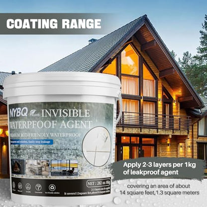 NYBQ Waterproof Sealant Coating 282oz，Transparent Invisible Waterproof Agent, Super Strong Anti-Leakage Polyurethane Coating for Bathroom, Roofs, Kitchen, Patio, Walls, Indoor & Outdoor - style: 282OZ