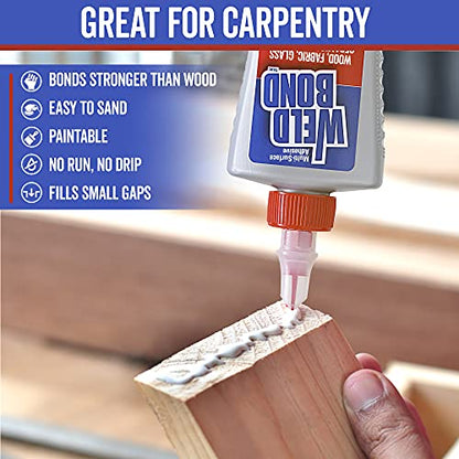 Weldbond Multi-Surface, Non-Toxic Glue, Bonds Most Anything! Use as Wood Glue or for Glass Crafts Ceramic Tile Mosaic Porcelain Stone Fabric Carpet & More. 4-Pack of 5.4oz /160ml - size: 4 Pack