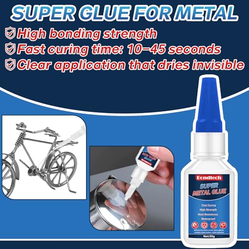 Metal Glue 30 g, Super Glue for Metal, Instant Clear Adhesive for Steel, Zinc, Aluminum, DIY and More, Waterproof, Heat-Resistant, with Anti-Clog Cap (Clear, 30 Grams * 1 Pack, Metal Glue) - size: 30 Grams * 1 Pack