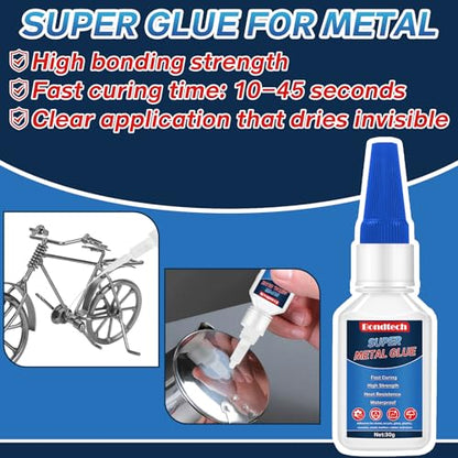 Metal Glue 30 g, Super Glue for Metal, Instant Clear Adhesive for Steel, Zinc, Aluminum, DIY and More, Waterproof, Heat-Resistant, with Anti-Clog Cap (Clear, 30 Grams * 1 Pack, Metal Glue) - size: 30 Grams * 1 Pack