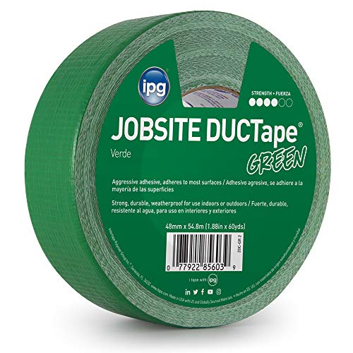 IPG JobSite DUCTape, Colored Duct Tape, 1.88" x 60 yd, Green (Single Roll) - color: Green, size: 1.88" x 60 yd