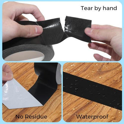 Duct Tape, 2 Inch x 35 Yards, 1 Roll, Waterproof and Heavy Duty, Tear by Hand, for Packing Repairing and Crafts (Black) - color: Black