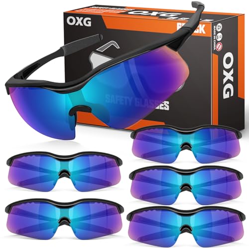 OXG 6 Pack Tinted Safety Glasses for Men Women, Safety Goggles ANSI Z87.1 Protective Eyewear Scratch Resistant Eye Protection - color: Green
