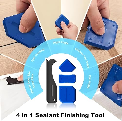 Silicone Caulking Tool Set, Sealant Caulking Finishing Tool Kit, Ground Removal Tool for Tile, Bathroom, Kitchen, Floor, Window, Sink Joint and Frames Seal