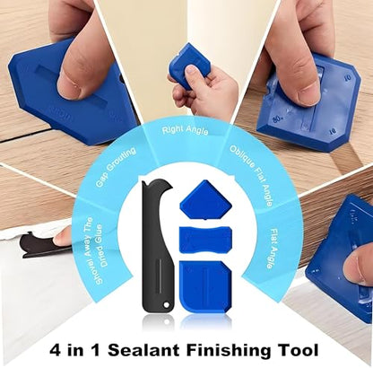 Silicone Caulking Tool Set, Sealant Caulking Finishing Tool Kit, Ground Removal Tool for Tile, Bathroom, Kitchen, Floor, Window, Sink Joint and Frames Seal
