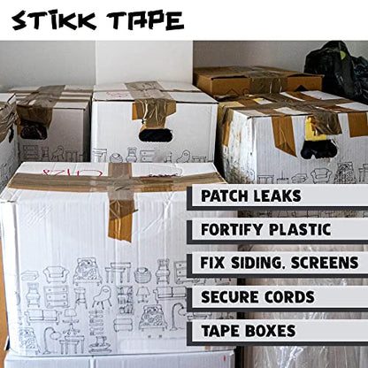 STIKK Duct Tape, White, 3" x 25 Yards, Adhesive Tapes for Repairs, Heavy Duty Waterproof Tape for Household Projects, Commercial HVAC and Construction - color: White