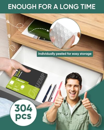 ONUEMP 304pcs Cabinet Door Bumpers Clear, Adhesive Rubber Feet Silicone, Sound Dampening Door Slam Stopper Non Slip Furniture Pads Wall Protector for Cutting Board, Drawers, Glass Cabinet - size: 304pcs