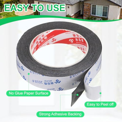 PATIKIL Sponge Rubber Foam Tape, 63/64" W x 1/32" t x 16.4ft l Self-Adhesive Foam Insulation Tape Weather Stripping for Window Door Soundproofing Weatherstrip AC Seal Strip, Black - size: 63/64" x 1/32" x 16.4ft