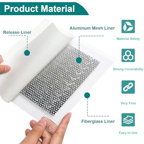 WYIRONG 19 Pack Drywall Repair Kit for Large Holes, 2/4/6/8 Inch Dry Wall Patch Kits for Erase a Small Nail Hole, Plaster Wall Patching Self Adhesive Aluminum Mesh with Scraper and Sandpaper - style: 19 Pack Drywall Patch Kit