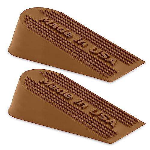 Large Rubber Door Stopper Made in USA - Door Stop Wedge for Carpet, Tile, or Concrete Floor, Door stoppers for Bottom of Door -Heavy Duty for Commercial & Home Use 6.5 x 2.75 x 1.9 Inches Coffee 2PK - color: Coffee