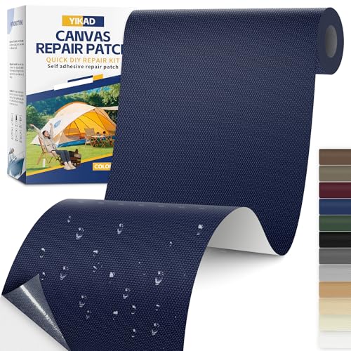 Fabric Repair Tape, Self Adhesive Canvas Repair Patch, Waterproof Outdoor Canvas Tape/Patch Kit for Sun Shades Clothing Tent Awnings Boat Cover Couches Dark Blue 4x71 inch - color: Dark Blue, size: 4" x 71"