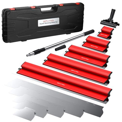 GETLITOOL 5PCS Paint Putty Scraper with Spare Blade, 5.9" to 31.5", Heavy-Dury Wall Smoothing Tool with Extension Pole & 201 Stainless Steel Blade for Drywall Repair, Joint Filling, Surface Finishing