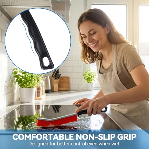 [5 Pack] Crevice Cleaning Brush, Hard Bristle Grout Cleaner Brush, Ultra-Thin Gap Cleaning Tool, Window Track Cleaner with Anti-Slip Handle, Deep Reach Scrub Brush for Bathroom Kitchen