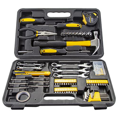 CARTMAN 148 Piece Tool Set General Hand Tool Kit with Plastic Toolbox Storage Case, Automotive Set Yellow - color: Yellow