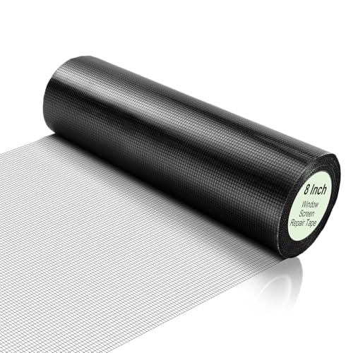 CroBlissful Extra Wide 8 inch x 20 ft Window Screen Tape Mesh Repair Strong Adhesive Waterproof Fiberglass Screen Repair Kit Patch for Window Door Tears Holes(Black) - color: Black, size: 8 Inch