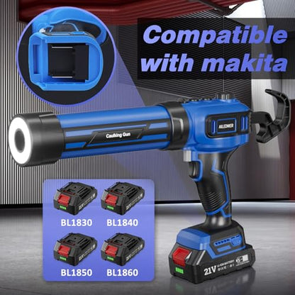 Cordless Caulking Gun, Battery Powered Caulk Gun, Electric Caulking Gun w/2 x 2.0Ah Batteries,LED Light, Auto Retract for Filling, Sealing
