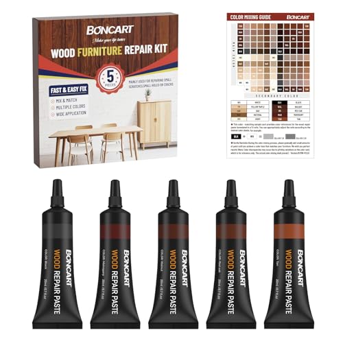 Boncart Wood Furniture Repair Kit, Wood Touch up Fillers, Repair Scratches, Cracks, Paint Chips, and Nail Holes on Furniture, Floors, Doors, Cabinets, and Tables (5 Dark Colors) - color: 5 Dark Colors
