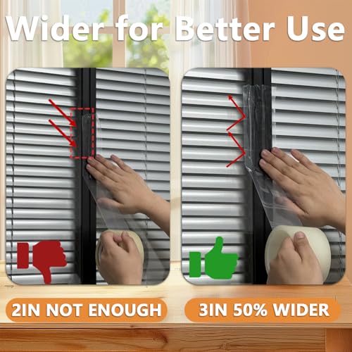SWRT 3”x 30 YD 8 Mil Heavy Duty Transparent Window Weather Sealing Tape, No Residue Window Insulation for Winter, Preventing Cold Air Loss in Summer Door and Window Seal Kit - size: 3''× 30 YD