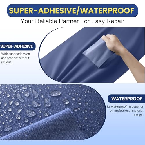 Self-Adhesive Canvas Repair Tape, 8.3" x 11" Waterproof Canvas Repair Patch, Fabric Patch Repairs Kit for Furniture, Tents, Sunbrellas, Boat Covers Awnings, Couches, Clothes, Bags Dark Blue - color: Dark Blue, size: 8.3" x 11"