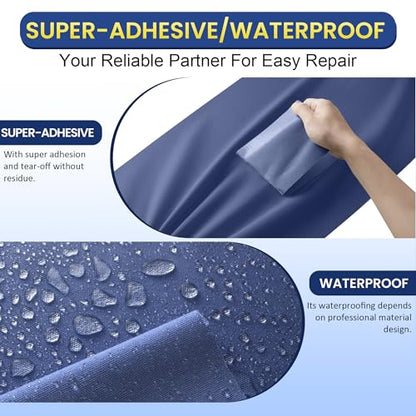 Self-Adhesive Canvas Repair Tape, 8.3" x 11" Waterproof Canvas Repair Patch, Fabric Patch Repairs Kit for Furniture, Tents, Sunbrellas, Boat Covers Awnings, Couches, Clothes, Bags Dark Blue - color: Dark Blue, size: 8.3" x 11"