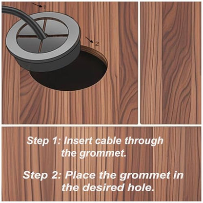 1-9/16 Inch Cable Grommet (40mm) – 6 Pcs Flexible Rubber Cord Hole Covers for Network Racks, Wall Cabinets, Thick Cable Entry (Black) - size: 6pcs 1-9/16"9(40mm)