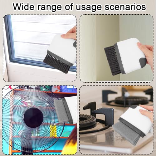 2pcs 2-in-1 Groove Cleaning Brush, 2025 Upgraded Crack Cleaner Tool Handheld Grout Brush for Window Tracks Sliding Doors Sills Tile Lines (Dark Gray) - color: Dark Gray