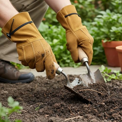 Leather Work Gardening Gloves for Men Women, Thorn-Proof Rose Pruning and Heavy-Duty Yard Work, Driving - size: Medium (Pack of 1)