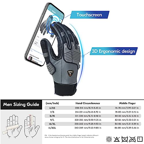Vgo... Cutproof Gloves,Cut Resistant Gloves,HPPE Anti-cut Liner,Hand Protection,ANSI A3,Touchscreen - color: Gray(cow Leather), size: Large(1 Pair)
