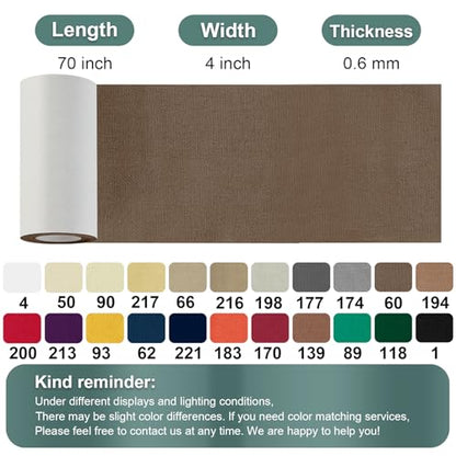 Linen Canvas Repair Tape, 4×63 Inches Brown Waterproof Self-Adhesive Patch for Outdoor Gear, Durable Fabric Tape for Boat Covers, Tents,Couch,Sofas, Sun Shades, Awnings, and Lounge Chairs - color: Brown