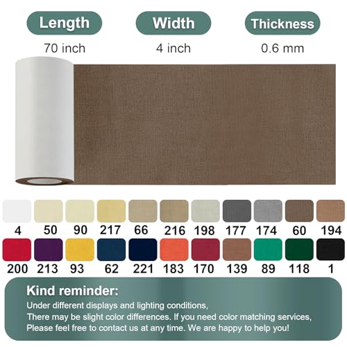 Linen Canvas Repair Tape, 4×63 Inches Brown Waterproof Self-Adhesive Patch for Outdoor Gear, Durable Fabric Tape for Boat Covers, Tents,Couch,Sofas, Sun Shades, Awnings, and Lounge Chairs - color: Brown