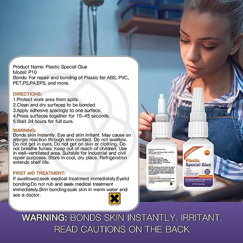30g Plastic Glue, Instant Super Glue for Plastic, Fast Dry Strong Plastic Adhesive for Acrylic, Model, DIY Crafts, Tube, PVC, Vinyl, ABS, PBT, PS, PA, PC, PM, MA, Nylon - size: 30g*1, style: Plastic Glue