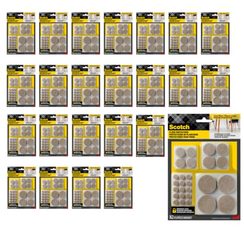 Scotch Felt Pads, Beige, Furniture Pads for Protecting Hardwood Floors, Round, Assorted Sizes Value Pack, Self-Stick Design, Protecting from Nicks, dents, Scratches (SP845-NA), 1 Pack (3888, 24 Pack) - size: 24 Pack