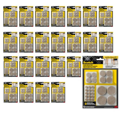 Scotch Felt Pads, Beige, Furniture Pads for Protecting Hardwood Floors, Round, Assorted Sizes Value Pack, Self-Stick Design, Protecting from Nicks, dents, Scratches (SP845-NA), 1 Pack (3888, 24 Pack) - size: 24 Pack