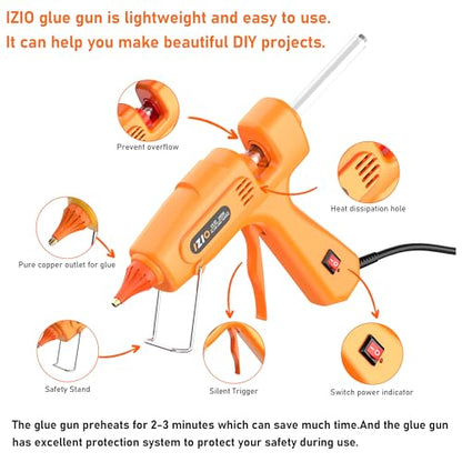 IZIO hot glue gun and sticks set with 21 glue sticks(7/16"), storage pouch, copper nozzle,Equipped with anti scalding mouth, safe switch, ergonomic grip, lightweight for diy projects, home repairs. - color: Pink