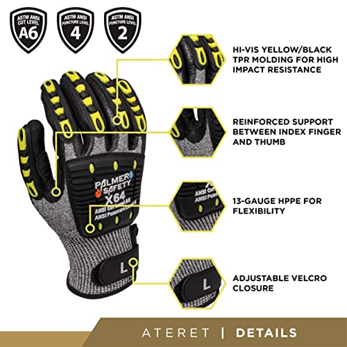 ATERET General Utility Work Gloves, Cut & Impact Protection, Lightweight & Breathable, All-Purpose Performance Fit, Durable - size: X-Large (Pack of 1)