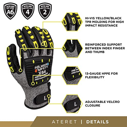 ATERET General Utility Work Gloves, Cut & Impact Protection, Lightweight & Breathable, All-Purpose Performance Fit, Durable - size: Small (Pack of 1)