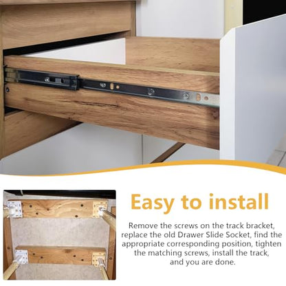 2 Pack Drawer Slide Socket Set, Drawer Track Back Plate, Cabinet Drawer Slides, Rv Drawer Hardware, Cabinet Hardware, Drawer Rail Bracket with 6 Screws, Fits 1 Inch Drawer Slide, C-Shaped