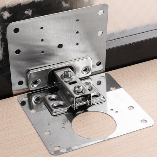 Stainless Steel Cabinet Hinge Repair Plate Kit Door Hinge Mounting Plate with Screws for Home Kitchen Cupboard Furniture (2set,2 Fixing Plates and 12 Screws) - color: 2set,2 fixing plates and 12 screws