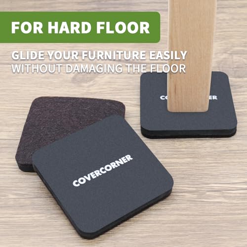 Felt Furniture Sliders for Hardwood Floors 8 PCS - 3 1/2 Inch Square Moving Slider - Heavy Duty Felt Movers Chair Legs Protectors - Brown - size: 8 PCS 3 1/2'' Brown