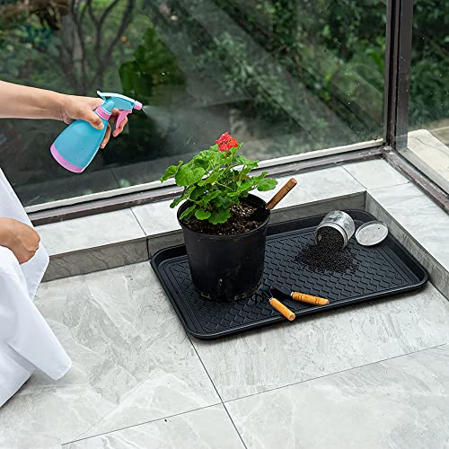 All Weather Boot Tray, 2 Pack Water Resistant Plastic, Multi-Purpose for Shoes, Pet Feeding Trays, Garden-Mudroom Entryway, Garage, Indoor or Outdoor - Medium, 24"x16" - (Black) - style: 2 pack - 24 x 16