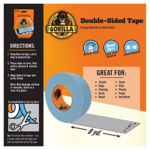 Gorilla Double-Sided Tape, 1.41" x 8 yd, Gray, (Pack of 1) - size: 1 - Pack