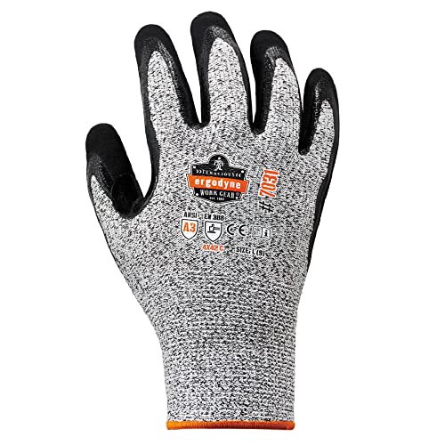 Ergodyne unisex adult Cut Resistant Work Gloves, A3, Surfaces, ANSI A3 Sandy Nitrile Coated Palms for Optimal Grip with Rough Surfaces 13g, Gray, X-Large Pack of 1 US - size: 1 Count (Pack of 1)
